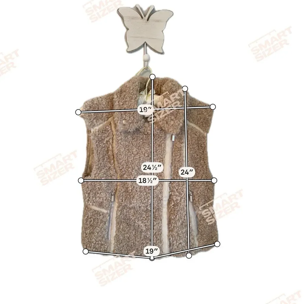 Anthropologie Teddy Faux Fur Moto Vest Cream Beige Size Small